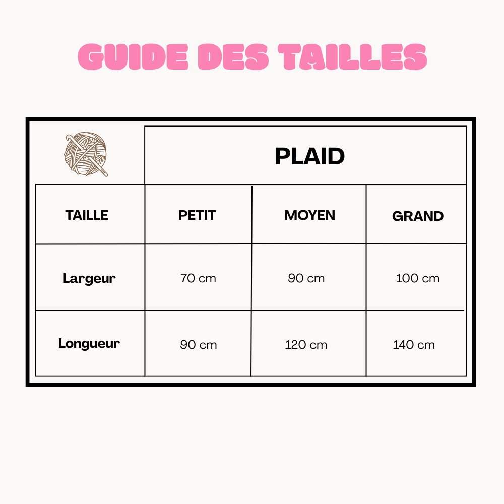 GUIDE DES TAILLES PLAID